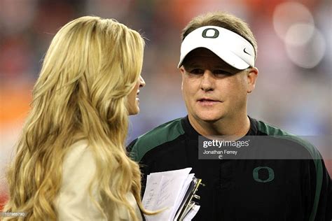 Head Coach Chip Kelly Of The Oregon Ducks Talks With Espn Sideline