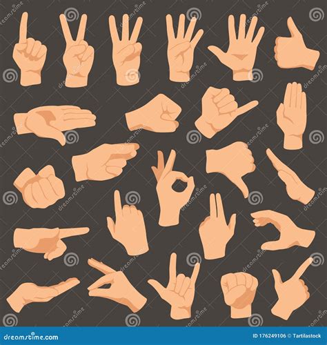 Hands Gestures Vector Illustration Set Arm Fingers Stock Vector