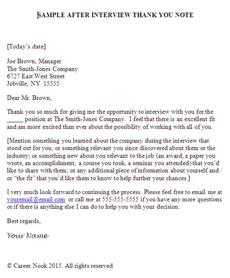 Sample interview thank you email/letter #3: Sample After Interview Thank You Note | Interview thank ...
