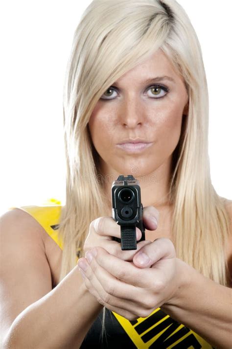 Woman With Gun Stock Image Image Of Gorgeous Police 14772525