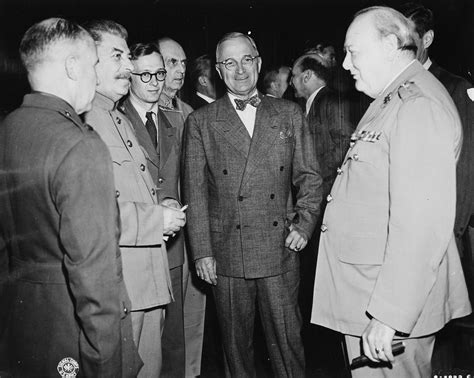 [photo] Stalin Truman And Churchill In Conversation Potsdam Germany Jul 1945 World War Ii