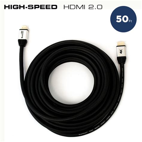 50 Ft Hdmi Cable Black High Speed And With Ethernet Shop Qualgear