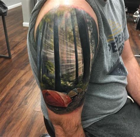 21 Awesome Camping Tattoos For People Who Love Sleeping Under The Stars Mpora Tattoos Arm Mann