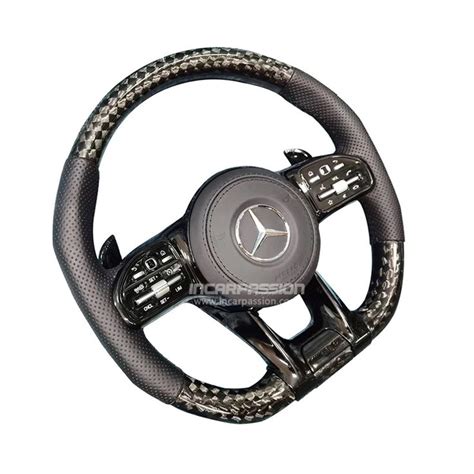 Black AMG Steering Wheel For Mercedes Benz Support Adding Carbon LED Alcantara Leather