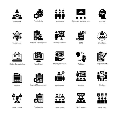 Premium Vector Business Management Glyph Icon Collection