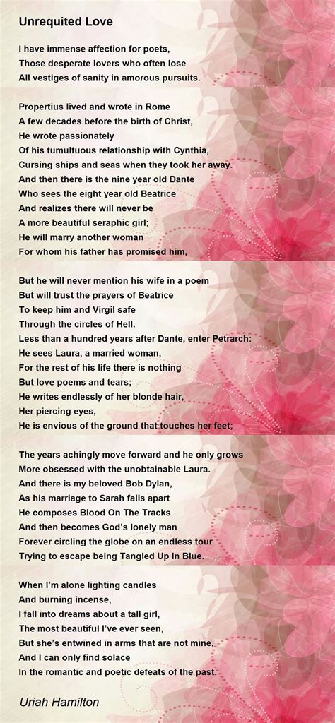 Unrequited Love Unrequited Love Poem By Uriah Hamilton