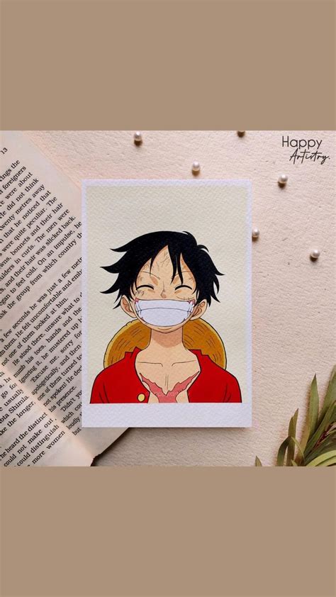 Polaroid Painting Of Luffy From One Piece ️ ️ Mini Canvas Art Book
