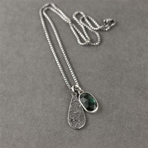 Sterling Silver And Teal Blue Tourmaline Necklace Duo