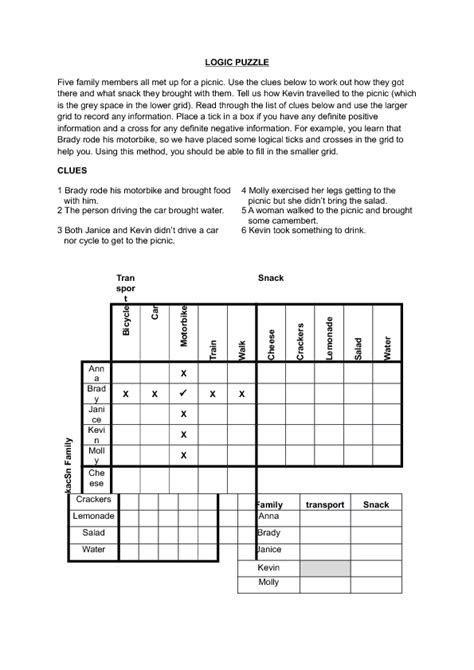 Logic Puzzles Worksheets