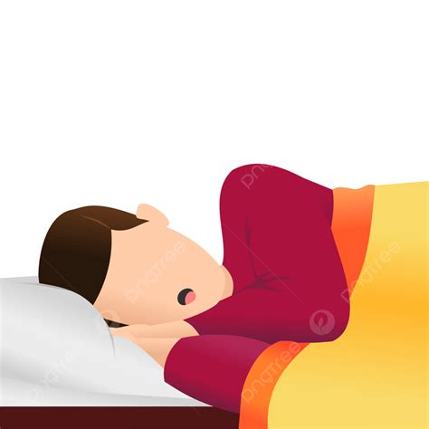 Sleeping Man On Bed Using Pillow And Blanket Man Sleeping Bed Png