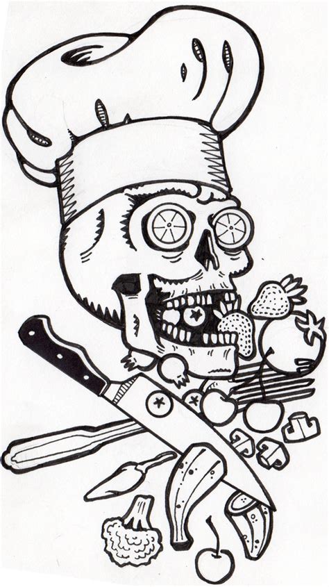 Los cuchillos que todo buen chef restaurantero debe tener. Chef Skull by Tyler Lewis-Goshen | Tatuaje de chef ...