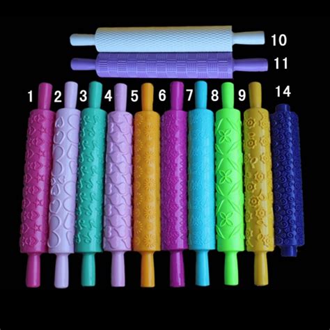 12 Design Colourful Plastic Embossed Textured Patterned Fondant Rolling
