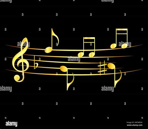 Abstract Music Notes Design Music Notes Gold On A Black Background