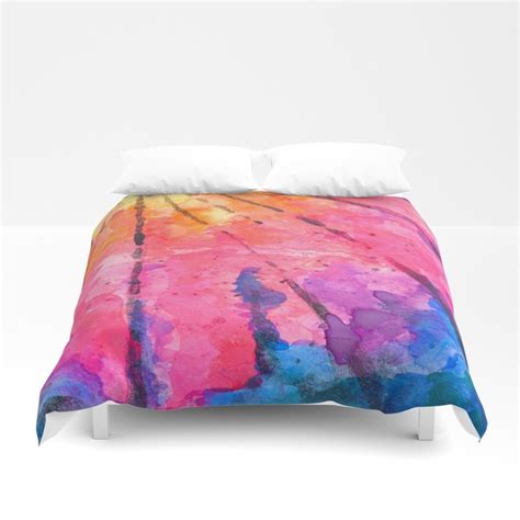 Buy Rainbow Abstract Watercolor With Bright And Bold Colors Duvet Cover