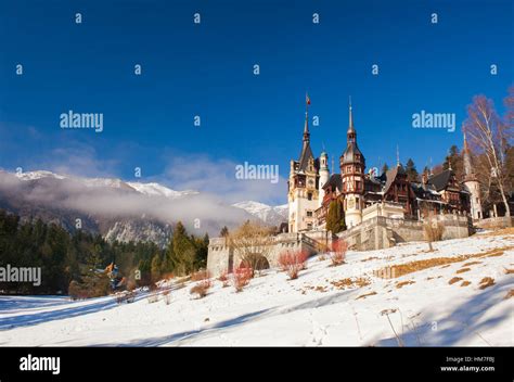 Peles Castle Sinaia Romania Winter Scene Stock Photo Alamy