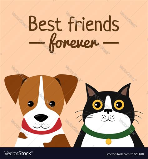 Cat And Dog Characters Best Friend Forever Vector Image