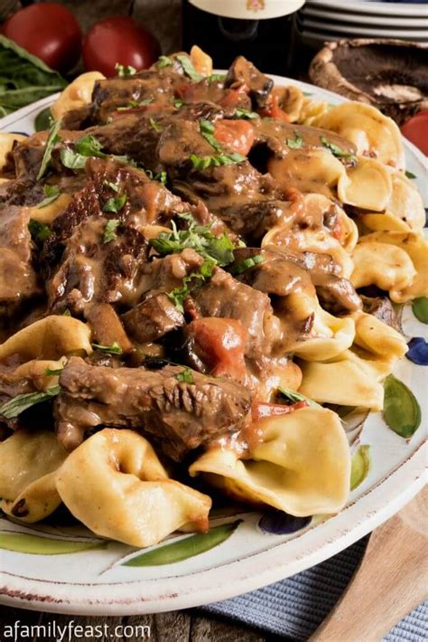 Braised beef and tortelloni