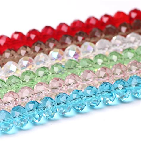 70pcslot Faceted Rondelle Beads 81012mm Crystal Glass Round Loose