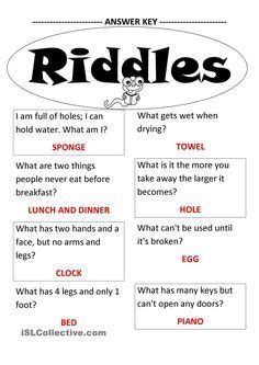 I hope you enjoyed these riddles for adults, remember to come back again where i will add more riddles of that kind with with time. Riddles … | Funny jokes for kids, Funny riddles