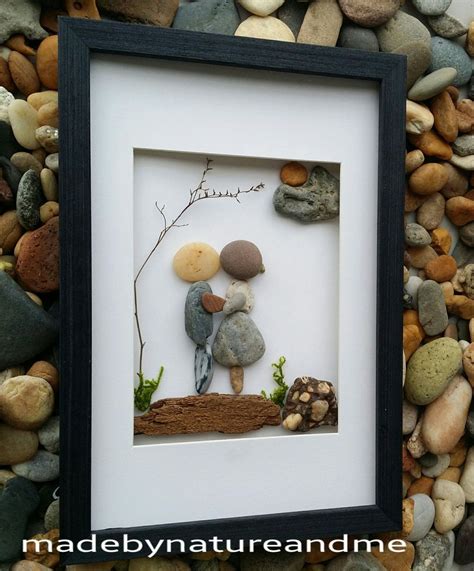 Unique engagement gift, anniversary gift, loving couple pebble art, rocks art, beach stone art ...