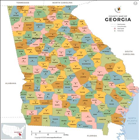 Georgia County Map Georgia Counties Usa
