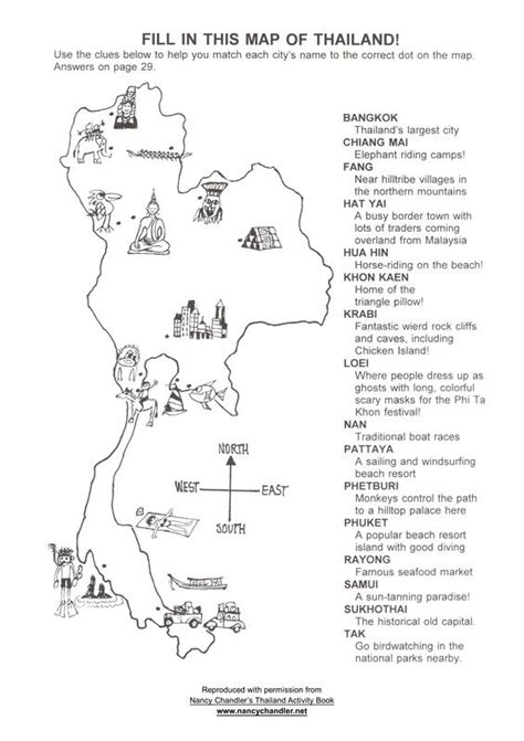 Click for more educational pictures for kids. Free Thailand Activity Map Download from Nancy Chandler. # ...
