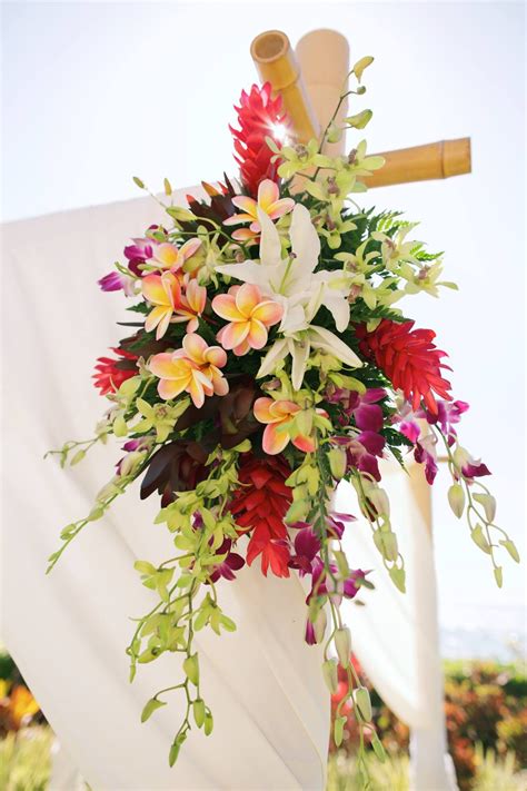 Colorful Tropical Wedding Ceremony Arch Flowers Maui Hawaii Anna