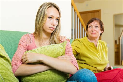Mature Mother Asks For Forgiveness From Daughter After Quarrel Stock Image Image Of Fracas