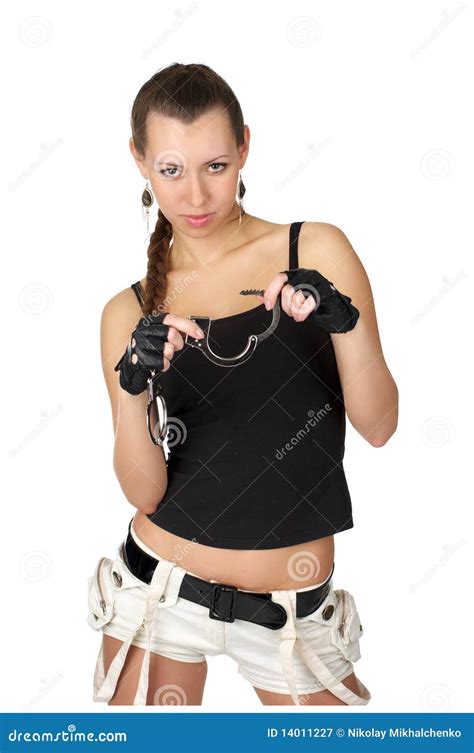 Beautiful Sexy Woman With Handcuffs Royalty Free Stock Photography