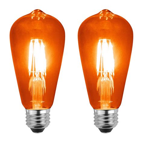 Sleeklighting Led 4watt Filament St64 Orange Colored Light Bulbs Ul