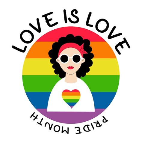 premium vector lgbt pride month love is love lesbian girl on round lgbt pride flag in rainbow