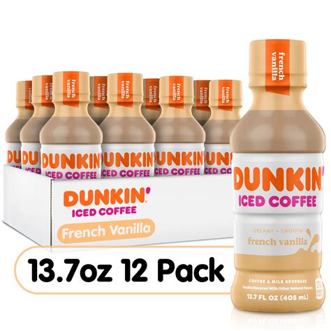Dunkin French Vanilla Iced Coffee Bottles 137 Fl Oz 12 Pack