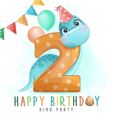 Premium Vector Cute Dinosaur Birthday Party With Numbering Illustration