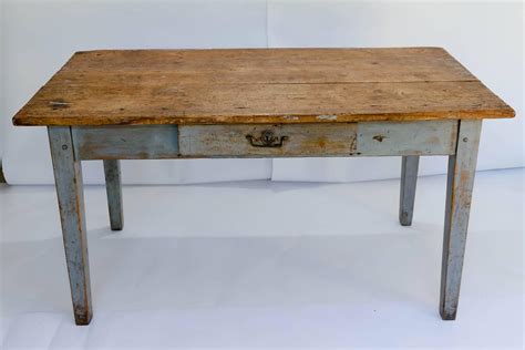Rustic Painted Farm Table Or Writing Desk With Drawer At 1stdibs