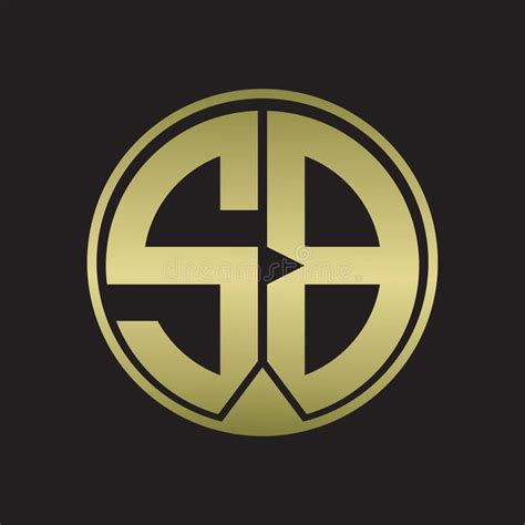 Sr Logo Monogram Circle With Piece Ribbon Style On Gold Colors Stock