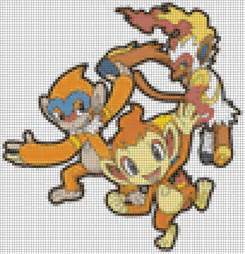 Pokemon Chimchar Evolutions Colors Cross Stitch Pattern