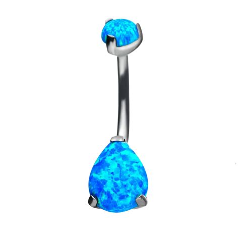 Titanium Blue Opal Navel Ring Body Tune Plus