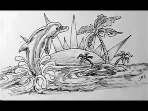 Learn how to draw wild animals with dramatic detail and dynamic depth alongside artist sharlena wood. How to draw dolphin and small island landscape - YouTube