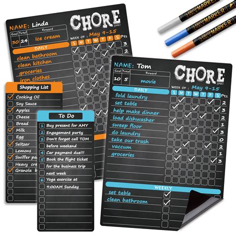 Buy Magnetic Chalkboard Reward Chore Chart For Two Kids Behavior