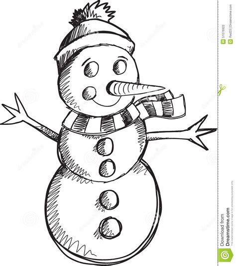 Doodle Snowman Vector Stock Vector Illustration Of Winter
