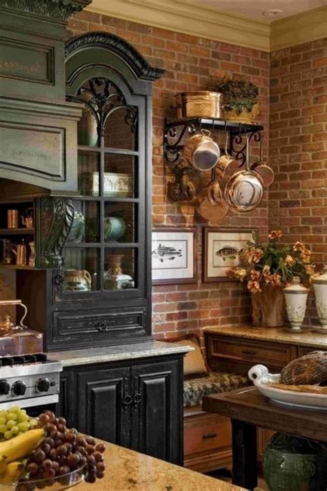 Distressed Black Kitchen Cabinets In Rustic Kitchen Style