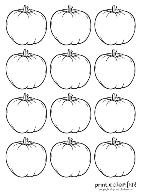 Scary ghosts, bats, pumpkins, witch, scarecrow coloring pages too. 12 tiny pumpkins coloring page - Print. Color. Fun!