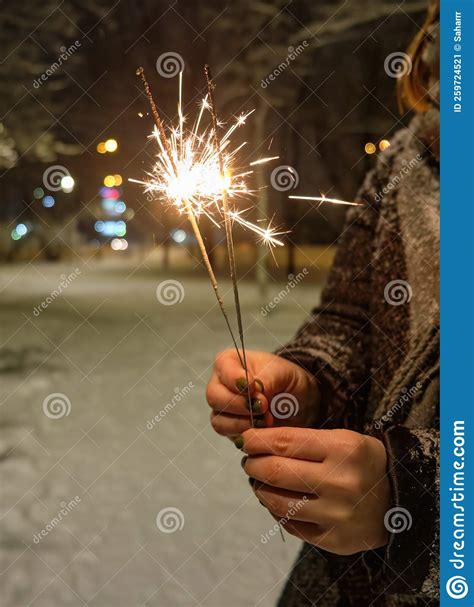 Christmas And Happy New Year Sparkler In Hand Stock Image Image Of