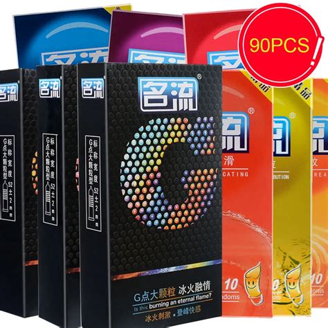personage 90pcs lot men penis dotted thread smooth condoms pleasure ice fire sex mixed 9 styles