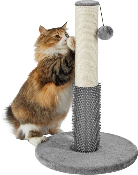 Frisco 21 In Sisal Cat Scratching Post With Toy And Groomer Gray