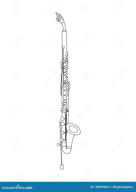 Line Art Drawing Of Eb Alto Clarinet Illustration Stock Vector