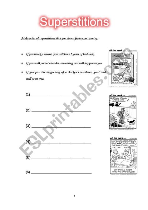 Superstitions For Friday 13th Esl Worksheet By Steveo7502