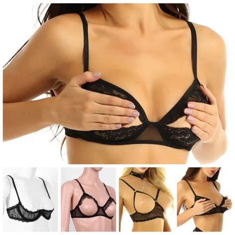 Sexy Women Lace Bra See Through Bralette Push Up Lingerie Hollow Cup
