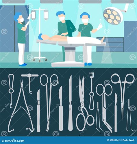 Surgery Operation Medical Staff Hospital Room Surgery Vector