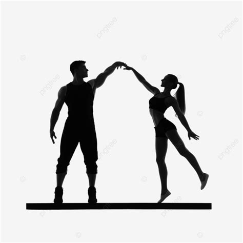 Silhouettes Of Couple Doing Sport Fitness Gymnastics Gym Gym Sport